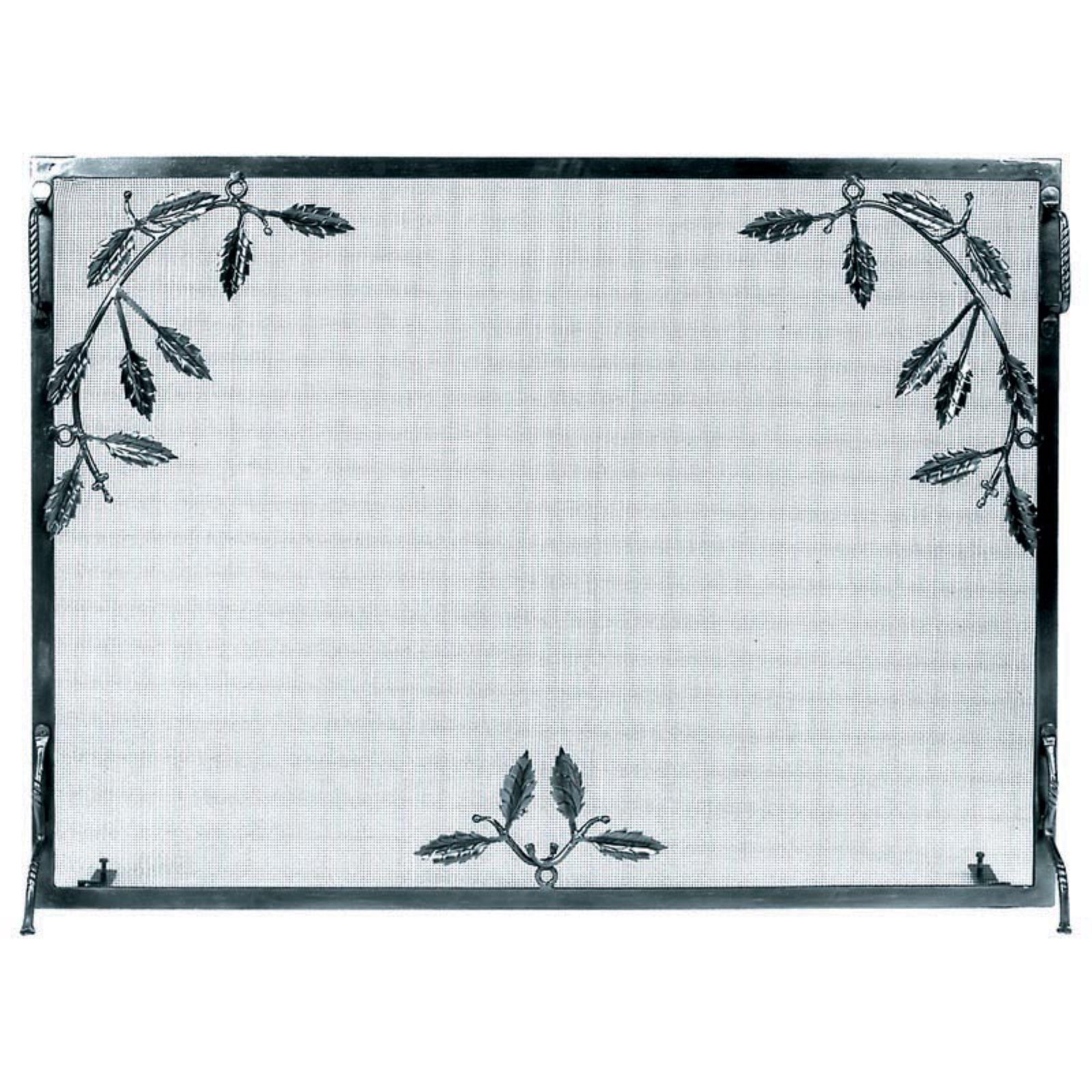 Minuteman Weston Fire Screen with Leaf Motif – Powder Coated Graphite Sansujyuku sansujyuku.com