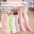 thumbnail image 2 of ANTSANG Fuzzy Socks for Women Men Slipper Fluffy Cozy Warm Winter Thick Plush Crew Socks 5 Pairs(Plain I,M), 2 of 6