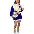 thumbnail image 1 of Mialoley Women’s 2 Piece Fall Outfits Long Sleeve Baseball Jacket + Mini Skirt Set Tracksuit Clubwear, 1 of 7