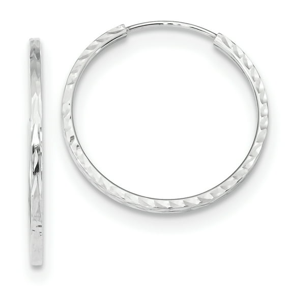 Primal Gold 14 Karat White Gold Diamond-cut Square Tube Endless Hoop Earrings