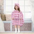 thumbnail image 7 of Wearable Blanket with Sleeves and Pocket Oversized Hooded Sweatshirt 3-14 YR Pink Bows M, 7 of 7