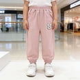 thumbnail image 2 of JCCXIN Girls School Pants Casual Baggy Cartoon Rabbit Appliques Ankle-Tied Pants With Pockets Lightweight Outdoor Summer Daily Wear Soft Street Bottoms,Pink,7-8 Years, 2 of 6