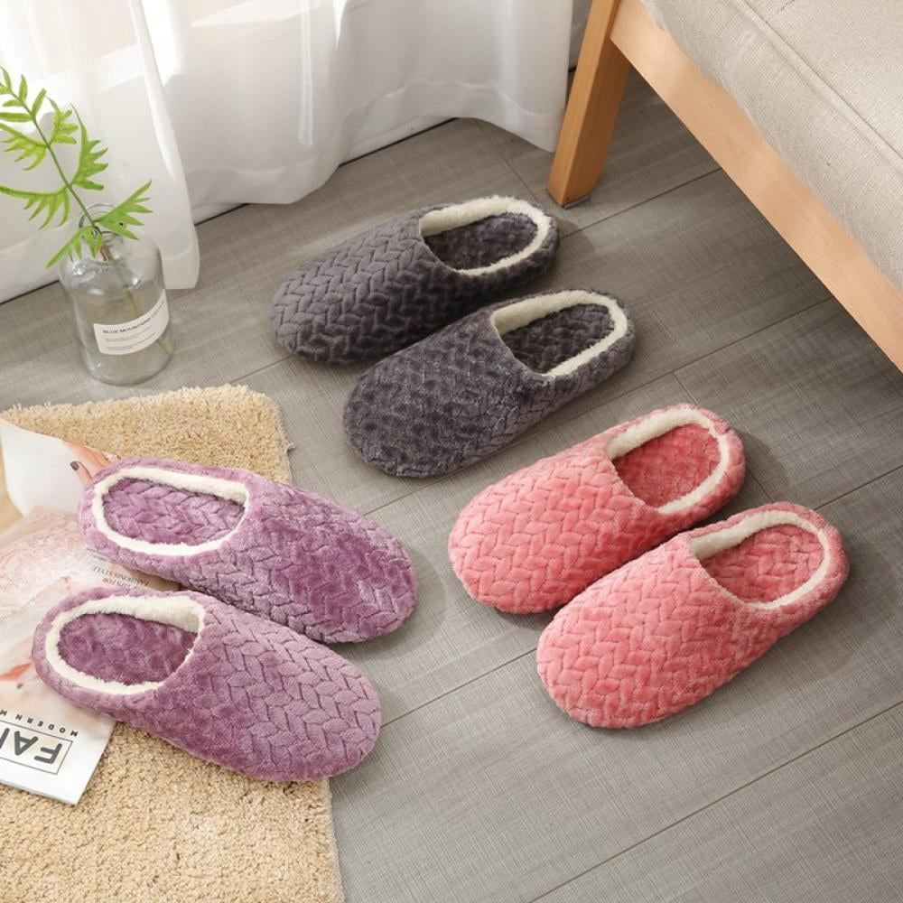Clearance Slippers for Womens Warm Memory Foam Anti-Slip House Shoes ...