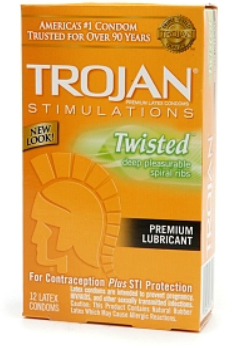 TROJAN Lubricated Latex Condoms, Twisted Pleasure 12 ea (Pack of 6)