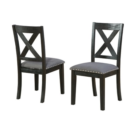 X Wood Back Side Chair with Nail Head Trim