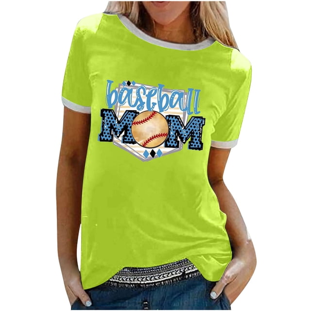 Camiseta holgada cómoda debajo de la cintura con cuello redondo y estampado elegante para mujer, blusa de manga corta, Tops informales OAVQHLG3B Store lin121212