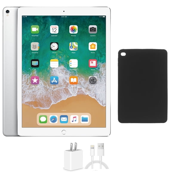 Restored Apple iPad Pro 12.9 128GB Silver Wi-Fi Bundle, Includes Protective Case and Charger