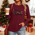 thumbnail image 6 of HOMBOM Christmas Shirts for Women Cute Pullover Wine Snowman Long Sleeve Crewneck Xmas Womens T Shirts, 6 of 9