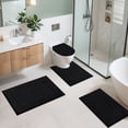thumbnail image 6 of MeyJey Bathroom Rugs Set of 4 Piece, Bath Mats, Microfiber Non Slip Shaggy Ultra Soft Bathroom Runner with U Shaped Contour Toilet Mat for Bathroom, Shower Inside Floor, Black, 6 of 15