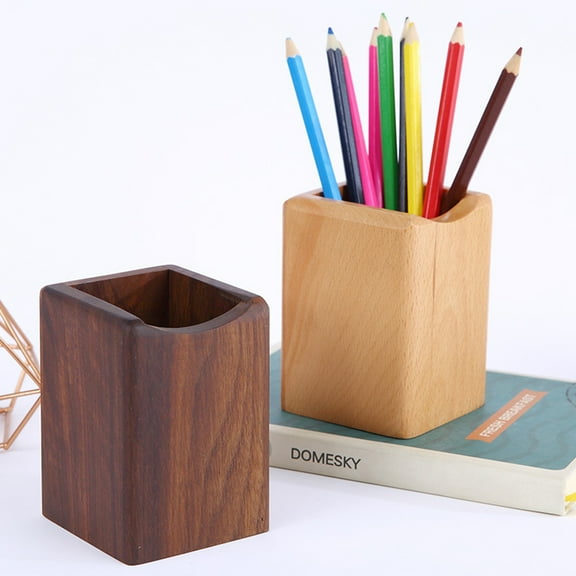 WHAMVOX  Wood Pen Holder Desk Organizer Pencil Stand Office Supplies
