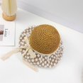 thumbnail image 1 of Sombrero de paja plegable para mujer, anti-UV (caqui), gorro de paja panamá para mujer, ala ancha, gorro de playa de moda, decoración de lazo, 1 of 4