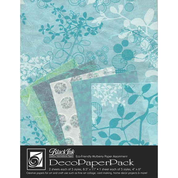 Black Ink Deco Paper Pack-Chinaberry Aqua