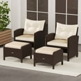 thumbnail image 4 of Costway 2 Pieces Outdoor Patio PE Wicker Ottomans with Removable Cushions Footstools Beige, 4 of 9