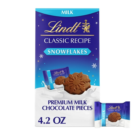 Lindt CLASSIC RECIPE Milk Chocolate Candy Snowflakes, 4.2 oz. Pouch