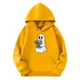 thumbnail image 4 of qucoqpe Children's Halloween Hooded Sweatshirt Solid Color Pullover Boys and Girls Long Sleeve Casual Hoodie Fall Warm Top for Kids, 4 of 5