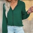 thumbnail image 6 of Casual Women's Tops Fashion Plus Size Fashion Woman V-Neck Long Sleeve T-Shirt Solid Loose Blouse Tops, 6 of 7