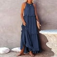thumbnail image 5 of Women Dress Summer Sleeveless Maxi Dress Casual Flowy Ruffle Pleated Elegant Long Dresses, 5 of 9