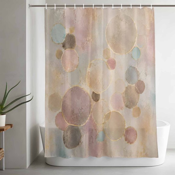 Shower Curtains for Bathroom-36"x72",Watercolor Geometric Circle Waterproof Bath Curtain Grommet Shower Curtain Set with Hooks,