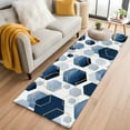 thumbnail image 3 of 2x6 Kitchen Runner Rug, Navy Blue Marble Non-Skid Rubber Backing Large Rectangle Rugs - Living Room Bedroom Home Office, Gold White Geometric Hexagon Modern Indoor Floor Mat Carpets Washable Rug, 3 of 9