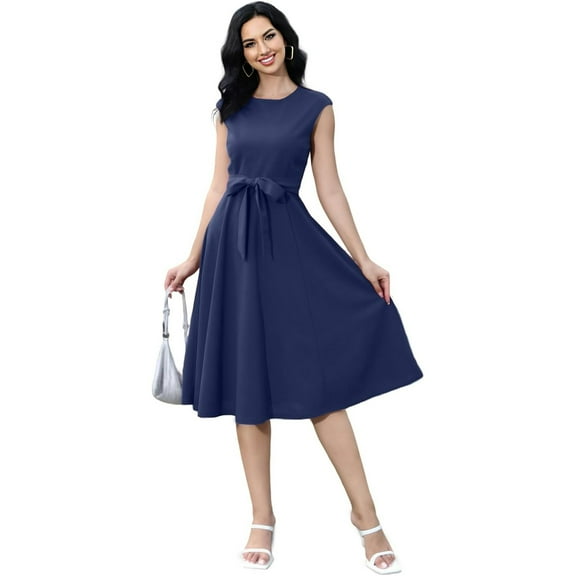 Malco Modes Women’s Elegant Sleeveless Midi Dress – Summer Wedding Guest Dress, Cocktail & Formal Wear