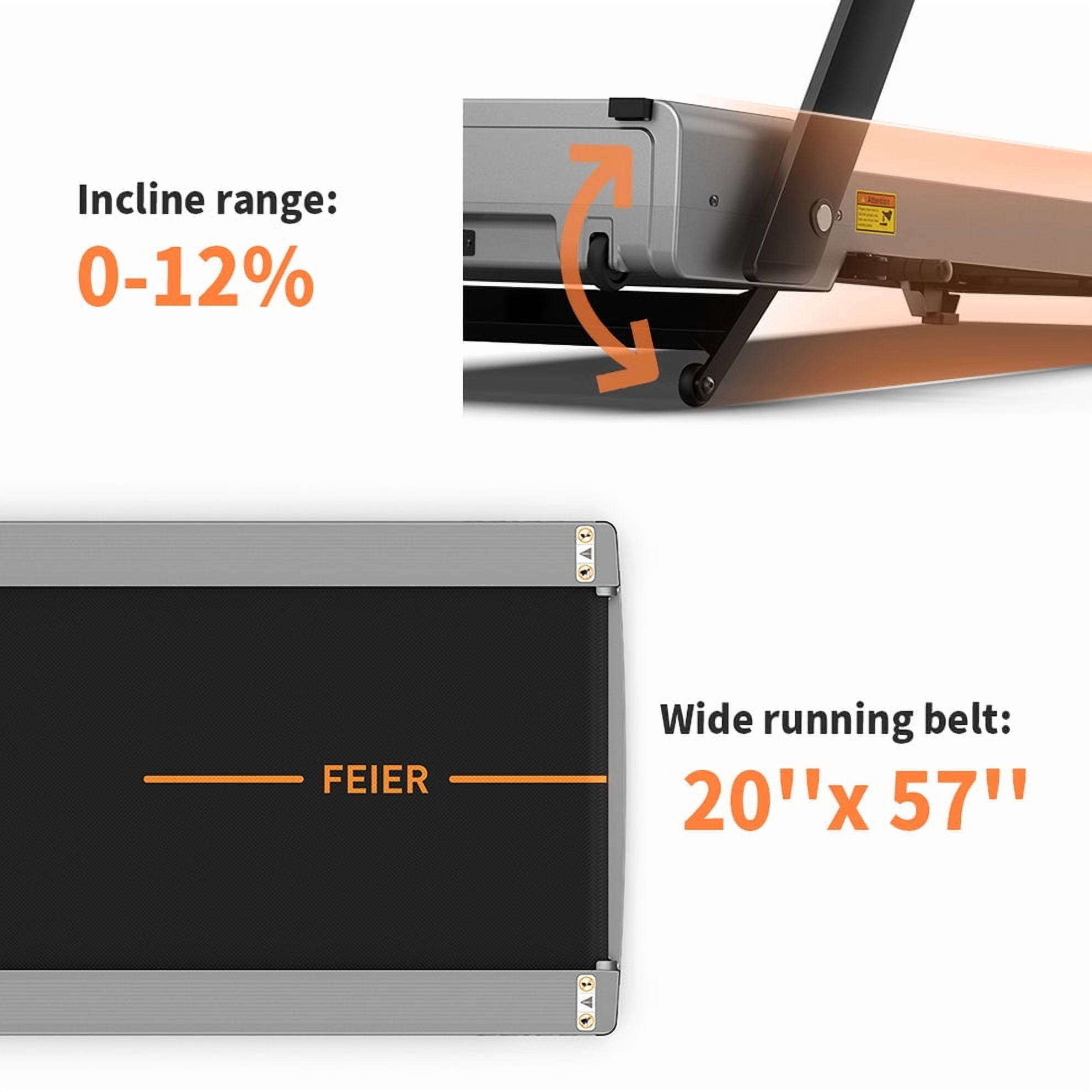 UPGO Electric Folding Treadmill with 12% incline and 300 lbs Capacity, Optional Speed Range between 0.6 and 11.2 mph, LED Display