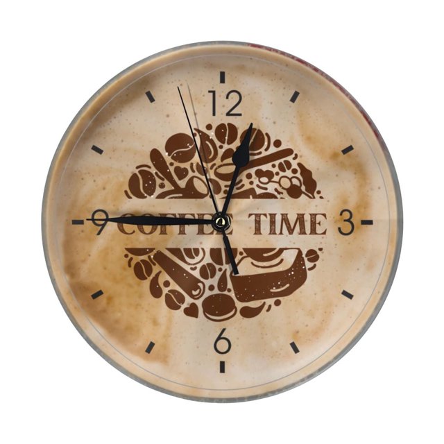 Reloj de pared Coffee Time - Reloj de pared silencioso de 10 pulgadas que no hace tictac - Estilo rústico retro campestre decorativo para sala de estar, cocina, hogar, baño y dormitorio