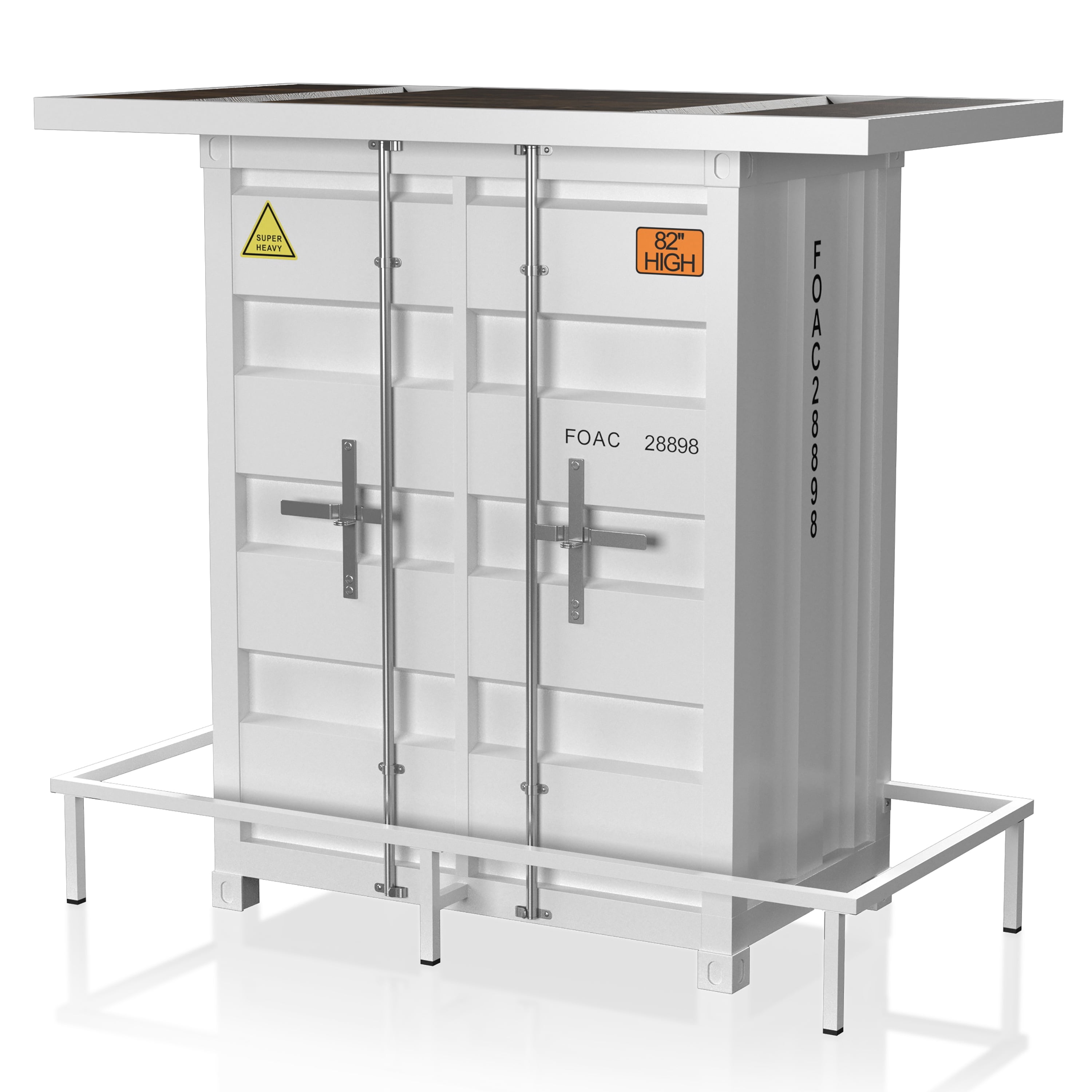Furniture of America Locust Metal Bar Table with LED Light, White