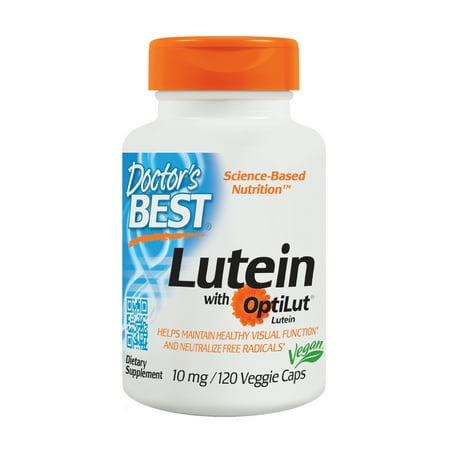 Doctor's Best Lutein with OptiLut, Non-GMO, Vegan, Gluten Free, Soy Free, Eye Health, 10 mg, 120 Veggie (Top Ten Best Supplements)