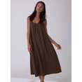 thumbnail image 5 of Women Dresses Spaghetti Strap V Neck Casual Sleeveless Sundress YS8131-Brown S, 5 of 8
