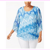 JM Collection Plus Size Printed Tiered Top in Eye Blaze; 0X