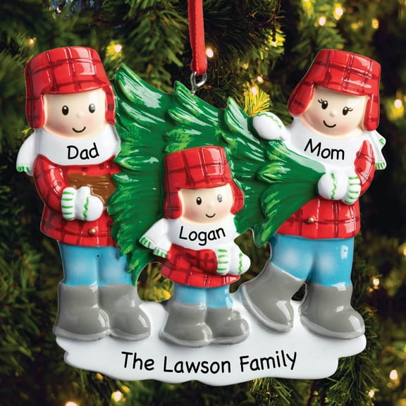 Tree Lot Family of Three Personalized Ornament