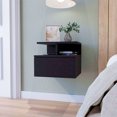 thumbnail image 2 of Glavbiku Floating Nightstand with 1 Drawer,2 Tier Shelf Bedside Table,Black Finish,Adult, 2 of 8