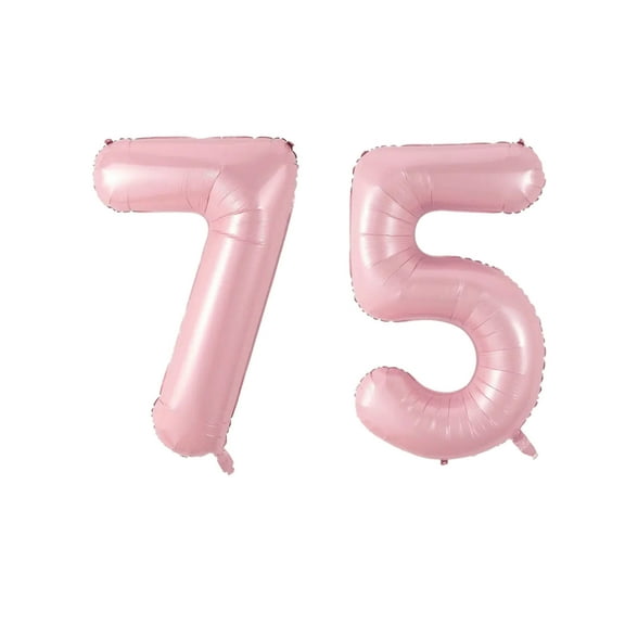 Number Seventy Five Balloon Soft Pastel Pink Number 75 Balloon 32" Large Milestone Balloon
