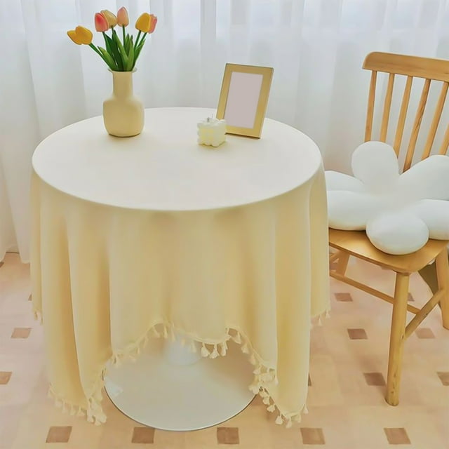 Fufafayo Nappes à Moins de 5$, Nappe en Coton et Lin, Nappe à Franges, Nappe Carrée, Décoration de Table de Mariage, Protection de Table à Manger Intérieure Extérieure
