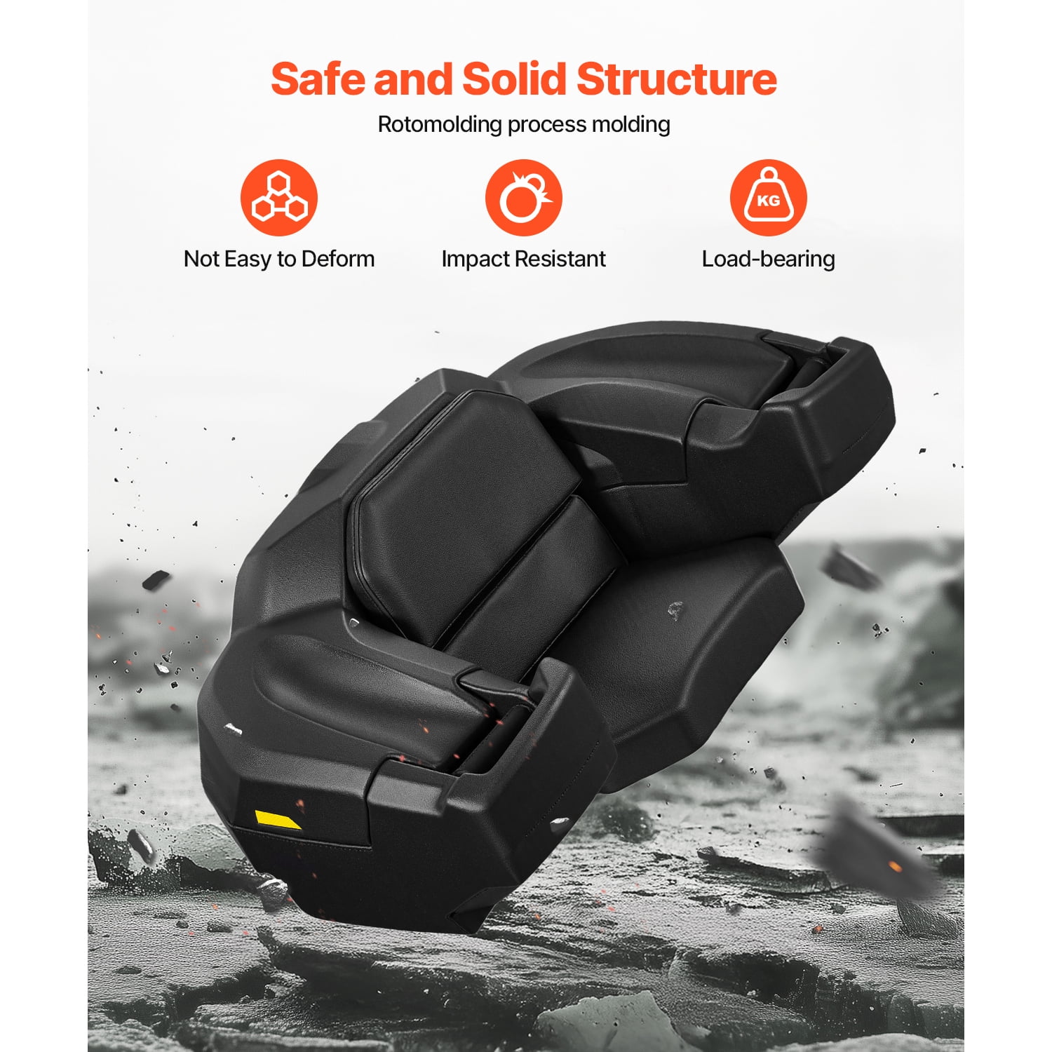 KFFKFF 95L ATV Rear Storage Box with Seat and Backrest, Durable Waterproof LLDPE Lockable Cargo Box for Rear Racks, Suitable for ATV, UTV, and Can-Am Vehicles