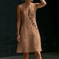 thumbnail image 7 of Shihyeh Summer Maxi Dresses for Women 2026 Linen V Neck Sleeveless Beach Sundress Button Casual Loose Dress with Pockets, 7 of 7
