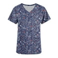 thumbnail image 5 of Fiudx Ofertas Flash Del Día Solo En Línea Top de Enfermera Informal con Cuello En V y Manga Corta con Bolsillo Estampado para Mujer, 5 of 5