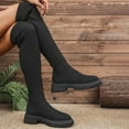 thumbnail image 4 of Black Women Casual Mesh Stockings Boots With Round Toe Chunky Low Heel For Winter Stretch Fit Outdoor Indoor, 4 of 9