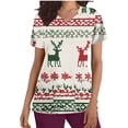 thumbnail image 2 of Fiudx Camisas de Mujer Top de Enfermera con Bolsillo y Manga Corta con Estampado Navideño y Cuello En V para Mujer, 2 of 5