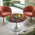 thumbnail image 4 of Eyes Feather Elastic Fitted Round Table Cover Abstract Art Colorful Waterproof Outdoor Tablecloth for Holiday Party, Picnic, Patio & Dining Fits Tables Up to 45"-54", 4 of 8