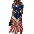 thumbnail image 2 of 4th Of July Dress Women Plus Size American Flag Dress Stretchy Slim Fit Summer Evening Party Dress, 2 of 5