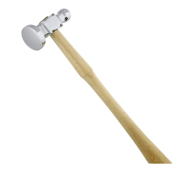The Beadsmith Two-Sided Chasing Hammer - 11.5 Inches Wooden Handle, 2.25” Steel Head with a 14mm Ball Pein & 25mm Domed Face – Metalwork Tool Used to Add Texture & Dimension to Metalwork