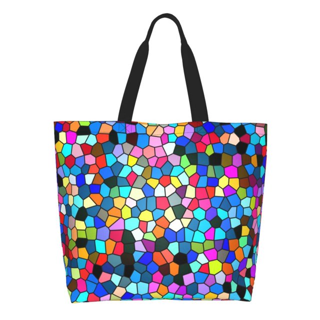 Easygdp Colorful Tie Dye Stained Glass 2 Bolsas Tote para Mujer, Bolsos de Hombro para Viaje, Bolsos de Mano de Gran Capacidad para Compras y Trabajo