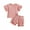 Pink, variant on Musuos Toddler Girl Summer Outfit 3 6 12 18 24Months 3Years Ribbed Crew Neck Short Sleeve T-Shirts and Elastic Shorts 2Pcs Set