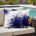 thumbnail image 4 of Blue Bohemian Outdoor Waterproof Pillow Covers, Boho Modern Floral Abstract Ombre White Decorative Square Throw Pillowcase Sofa Cushion Sham for Patio/Couch/Chair, 18"x18" 2 Pack, 4 of 8