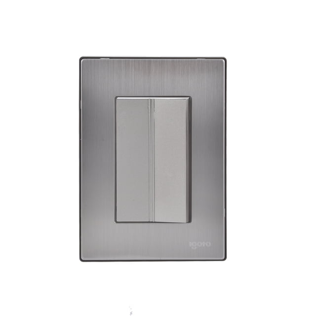 Placa armada iGoto con 1 apagador sencillo de 3 módulos Color Plata INOX1005