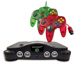 Pre-Owned N64 Console - 2 Transparent Controllers (Red + Green)