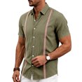 thumbnail image 6 of Mens Guayabera Shirts Short Sleeve Casual Cuban Linen Shirt Button Down Beach Summer Mexican Shirts Army Green L, 6 of 9