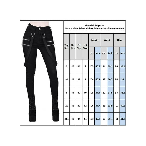 DYMADE Women's Gothic Skinny High Waist Pants Casual Trousers