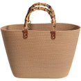 thumbnail image 1 of LHSHID Summer Beach Bag for Women Bamboo Handle Handbag Purse Soft Woven Tote Bag Handmade Beach Purse for Vacation, 1 of 5